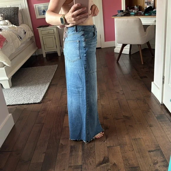 Reformation BRAND NEW NEVER WORN! Jean Skirt, full length, high waisted. - Picture 3 of 9